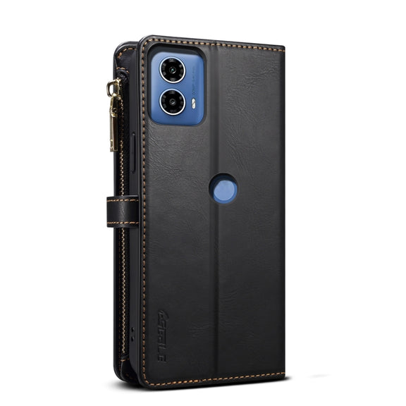 For Motorola Moto G04 / G24 ESEBLE Star Series Lanyard Zipper Wallet RFID Leather Case(Black)
