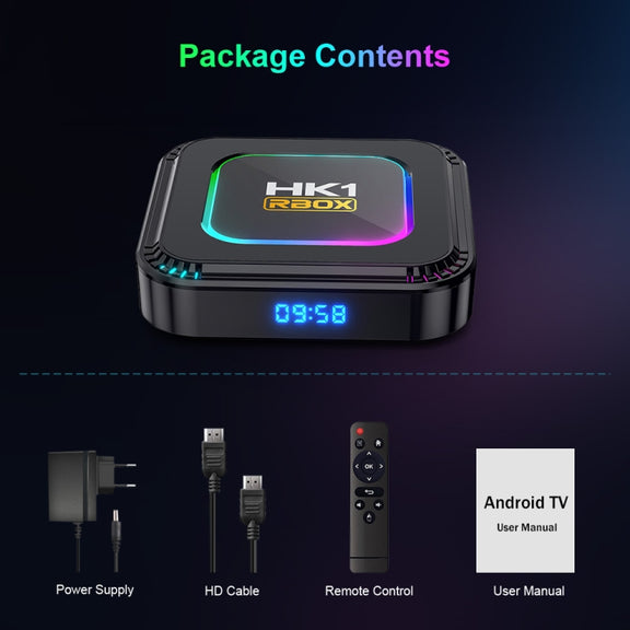 HK1 RBOX K8 8K Android 13.0 Smart TV Box with Remote Control, 4GB+64GB, RK3528 Quad-Core(AU Plug)