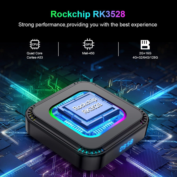 HK1 RBOX K8 8K Android 13.0 Smart TV Box with Remote Control, 4GB+32GB, RK3528 Quad-Core(UK Plug)