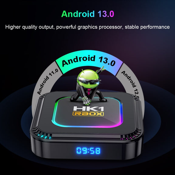HK1 RBOX K8 8K Android 13.0 Smart TV Box with Remote Control, 4GB+128GB, RK3528 Quad-Core(EU Plug)