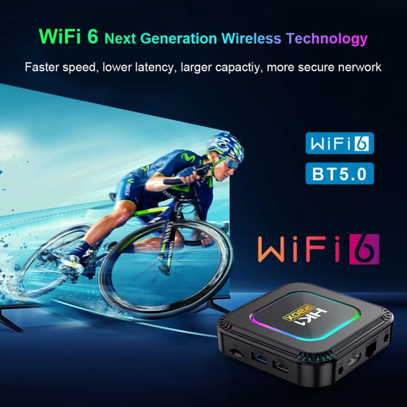 HK1 RBOX K8 8K Android 13.0 Smart TV Box with Remote Control, 2GB+16GB, RK3528 Quad-Core(UK Plug)
