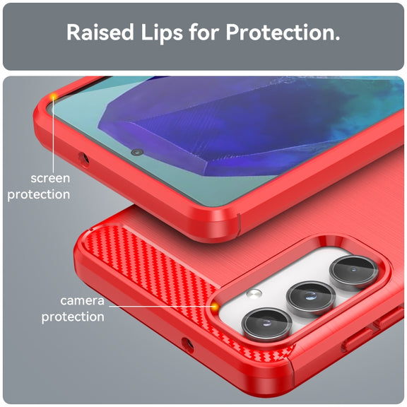 For Samsung Galaxy M55 Brushed Texture Carbon Fiber TPU Phone Case(Red)