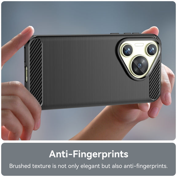 For Huawei Pura 70 Brushed Texture Carbon Fiber TPU Phone Case(Black)