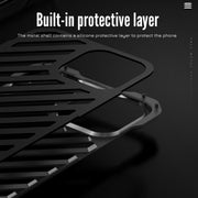 For iPhone 15 Pro Max R-JUST RJ-50 Hollow Breathable Armor Metal Phone Case(Space Grey)