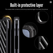 For iPhone 15 Pro Max R-JUST RJ-50 Hollow Breathable Armor Metal Phone Case(Space Grey)