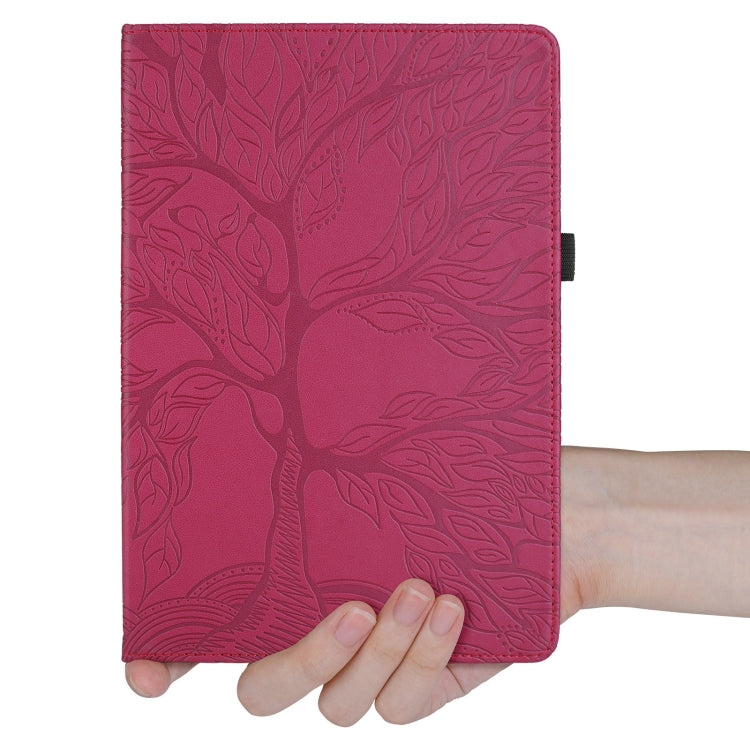 For Realme Pad 2 Tree Life Embossed Rotation Leather Tablet Case(Red)