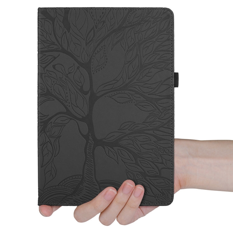 For Realme Pad 2 Tree Life Embossed Rotation Leather Tablet Case(Black)