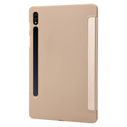 For Samsung Galaxy Tab S9+ / S10+ 3-Fold Holder Silicone Leather Tablet Case(Gold)