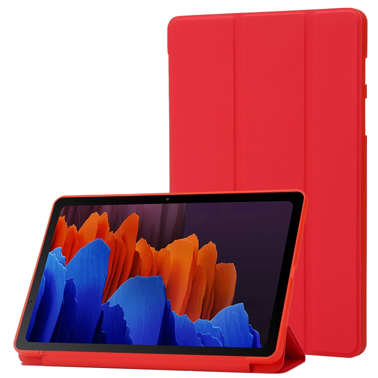 For Samsung Galaxy Tab S9+ / S10+ 3-Fold Holder Silicone Leather Tablet Case(Red)