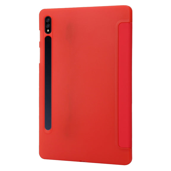 For Samsung Galaxy Tab S9+ / S10+ 3-Fold Holder Silicone Leather Tablet Case(Red)