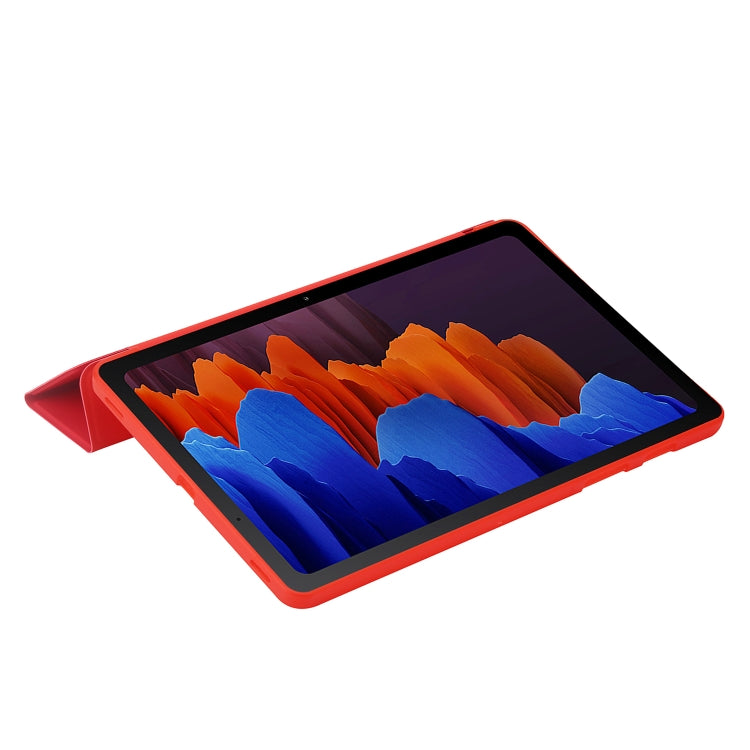 For Samsung Galaxy Tab S9+ / S10+ 3-Fold Holder Silicone Leather Tablet Case(Red)