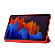 For Samsung Galaxy Tab S9 3-Fold Holder Silicone Leather Tablet Case(Red)