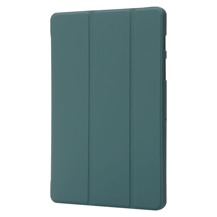 For Samsung Galaxy Tab S9 3-Fold Holder Silicone Leather Tablet Case(Dark Green)