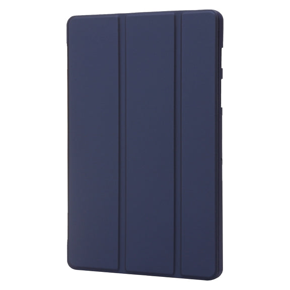 For Samsung Galaxy Tab S10 FE / S9 FE / S9 3-Fold Holder Silicone Leather Tablet Case(Dark Blue)