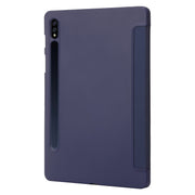 For Samsung Galaxy Tab S10 FE / S9 FE / S9 3-Fold Holder Silicone Leather Tablet Case(Dark Blue)