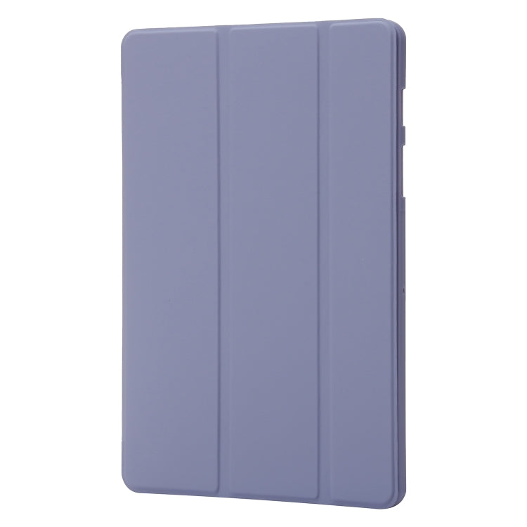 For Samsung Galaxy Tab S9 3-Fold Holder Silicone Leather Tablet Case(Purple)