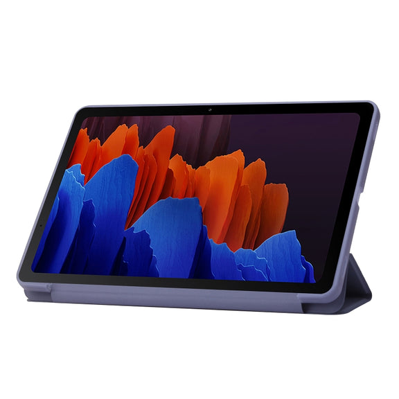 For Samsung Galaxy Tab S9 3-Fold Holder Silicone Leather Tablet Case(Purple)