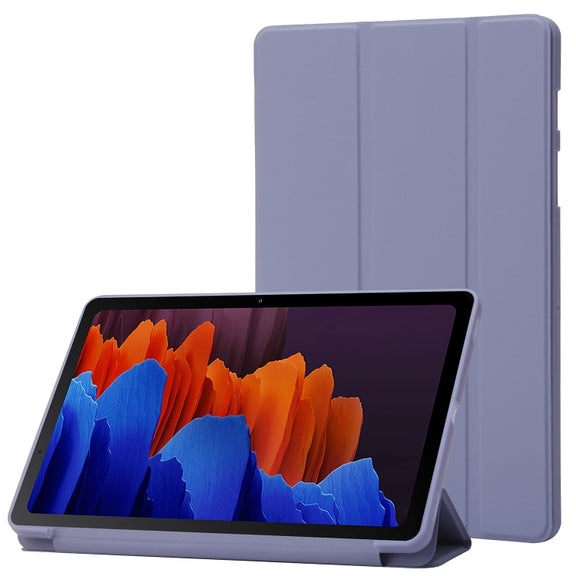 For Samsung Galaxy Tab S9 3-Fold Holder Silicone Leather Tablet Case(Purple)