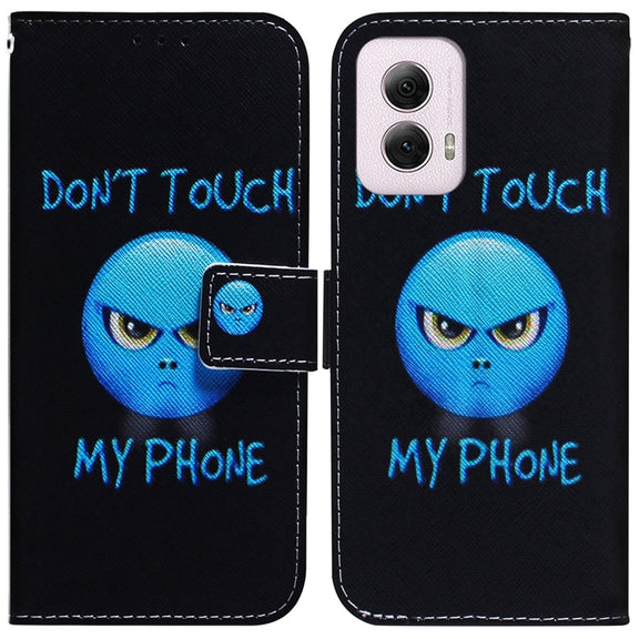 For Motorola Moto G Power 5G 2024 Coloured Drawing Flip Leather Phone Case(Anger)