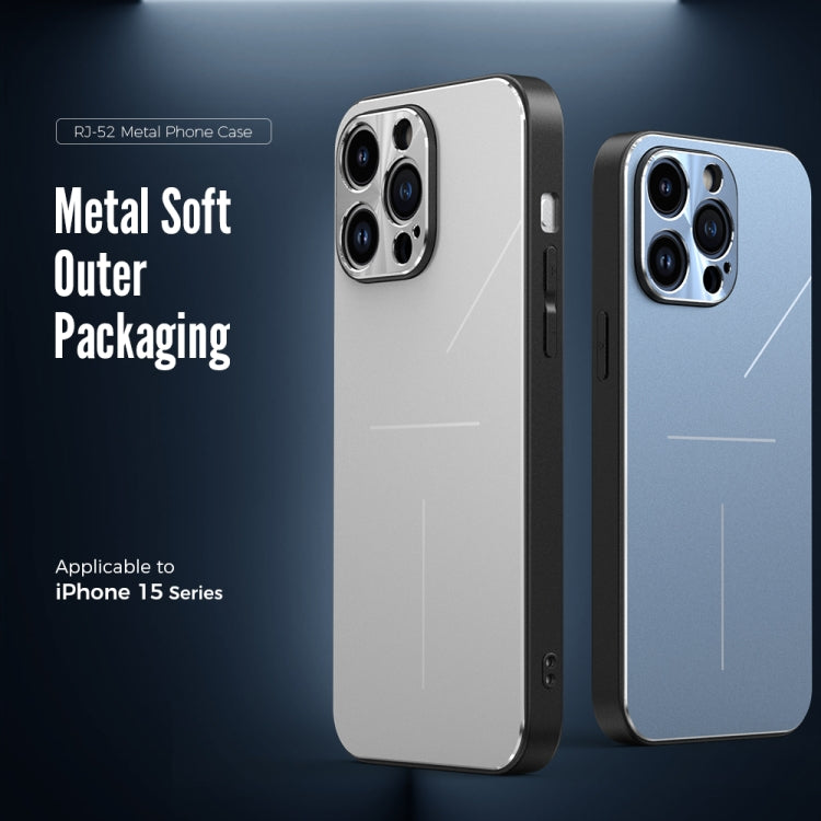 For iPhone 15 Pro R-JUST RJ52 3-Line Style Metal TPU Shockproof Phone Case(Silver)