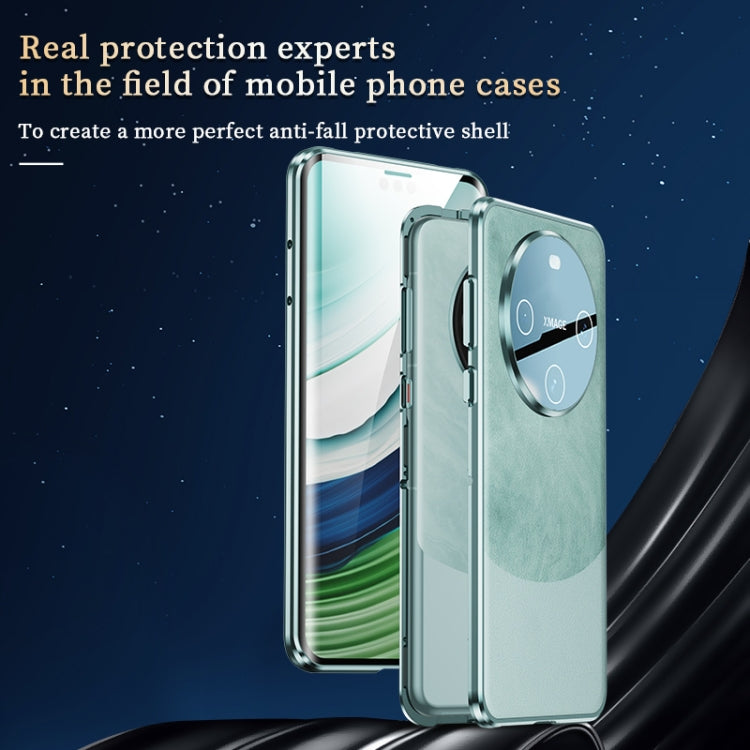 For Huawei Mate 60 Pro+ Double-sided Plain Leather Glass Phone Case(Black)