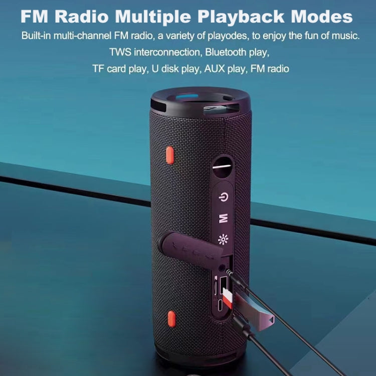 T&G TG374 Portable 3D Stereo Bluetooth Speaker Subwoofer Support FM / TF Card / RGB Light(Black)