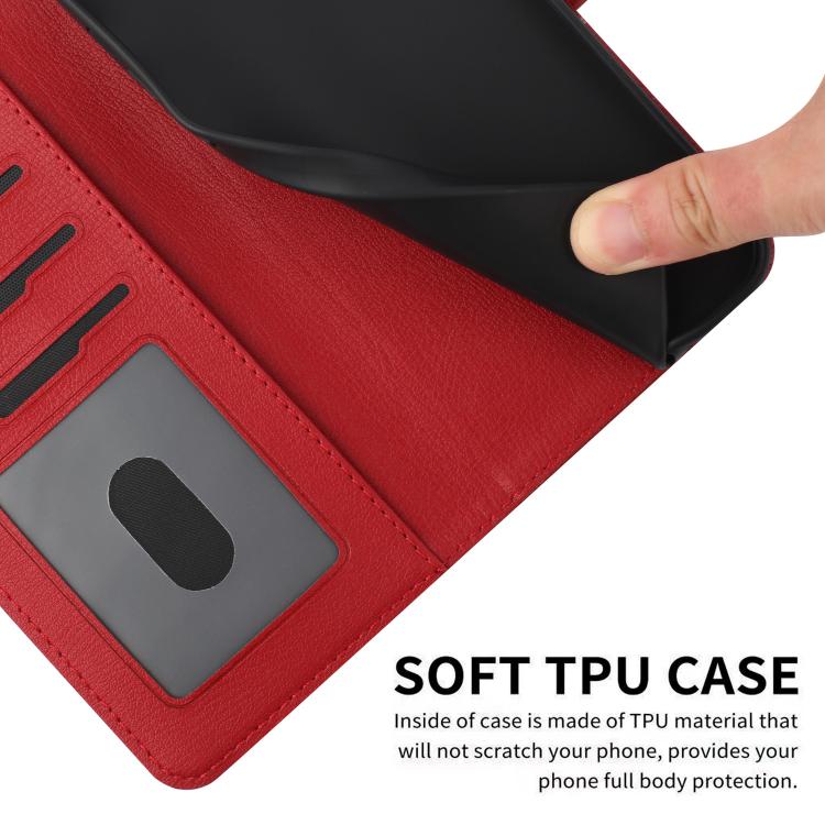 For iPhone 16e Cartoon Cats Leather Phone Case(Red)