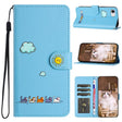 For iPhone 16e Cartoon Cats Leather Phone Case(Blue) - iPhone 16e Cases by PMC TechLife | Online Shopping South Africa | PMC TechLife | Buy Now Pay Later Mobicred