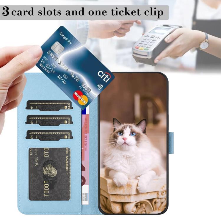 For iPhone 16e Cartoon Cats Leather Phone Case(Blue)