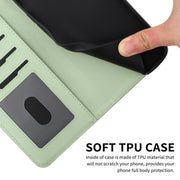 For iPhone 16e Cartoon Cats Leather Phone Case(Green)