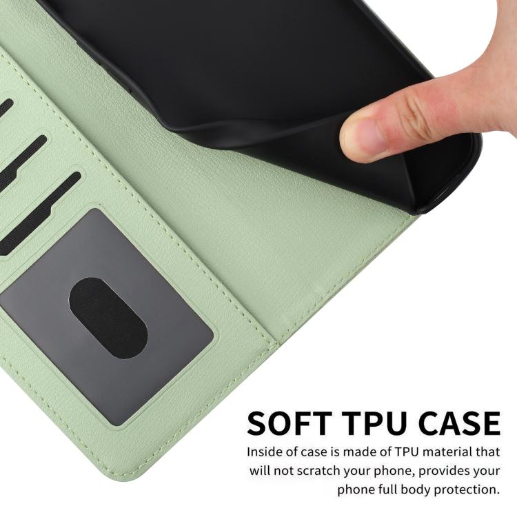 For iPhone 16e Cartoon Cats Leather Phone Case(Green)