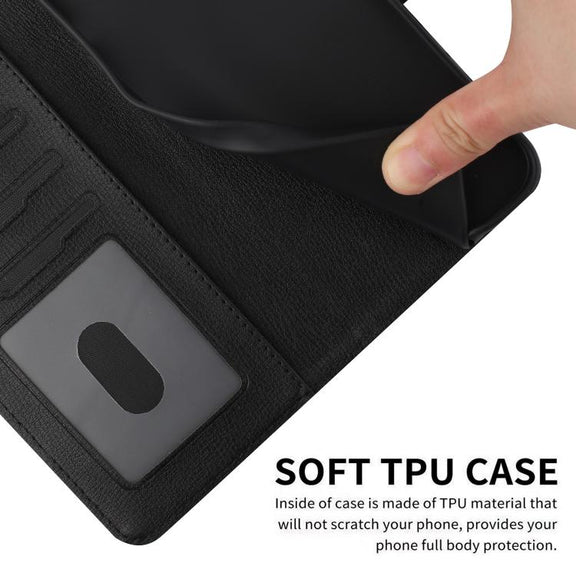 For iPhone 16e Cartoon Cats Leather Phone Case(Black)