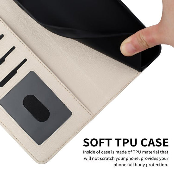 For iPhone 16e Cartoon Cats Leather Phone Case(Beige White)