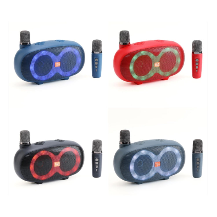 T&G TG542 LED Flash Wireless Bluetooth Karaoke Speaker with Microphone(Light Blue)