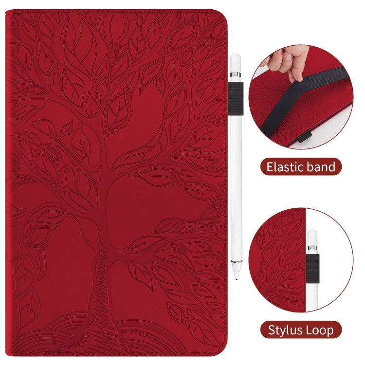 For Honor Pad X9 / X8 Pro Tree Life Series Embossed Leather Tablet Case(Red)