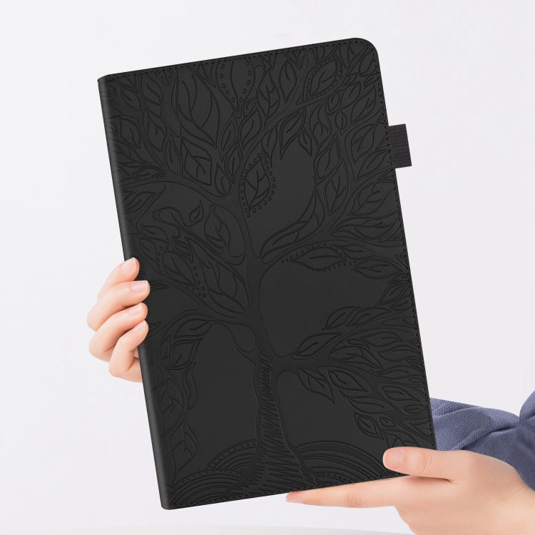 For Honor Pad 9 Tree Life Series Embossed Leather Tablet Case(Black)
