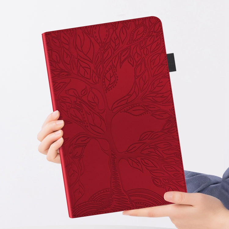 For Honor Pad 9 Tree Life Series Embossed Leather Tablet Case(Red)