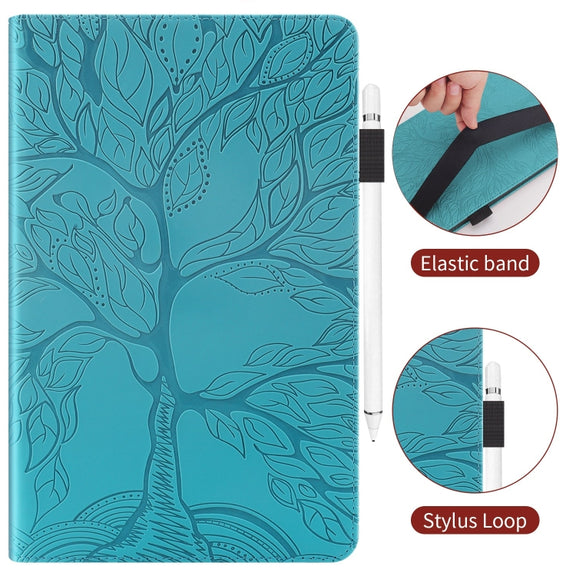 For Honor Pad 9 Tree Life Series Embossed Leather Tablet Case(Lake Blue)