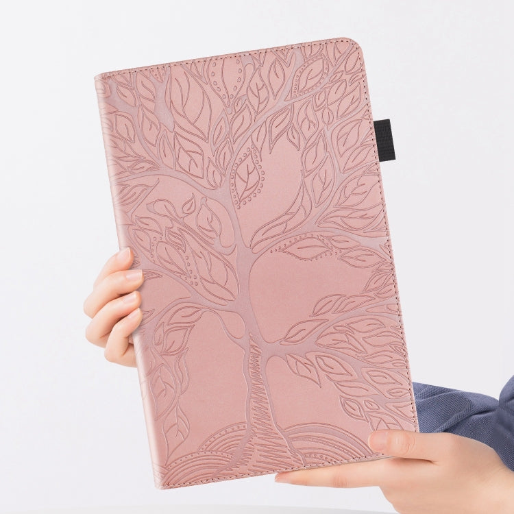 For Honor Pad 9 Tree Life Series Embossed Leather Tablet Case(Rose Gold)