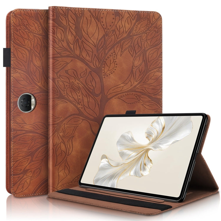 For Honor Pad 9 Tree Life Series Embossed Leather Tablet Case(Brown)