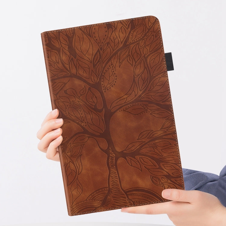 For Honor Pad 9 Tree Life Series Embossed Leather Tablet Case(Brown)
