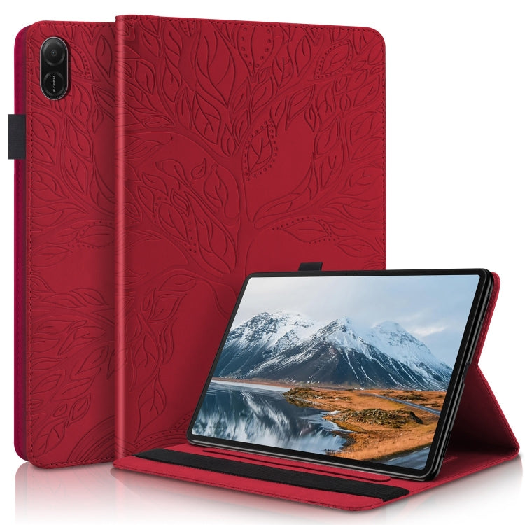 For Honor Pad X8a Tree Life Series Embossed Leather Tablet Case(Red)