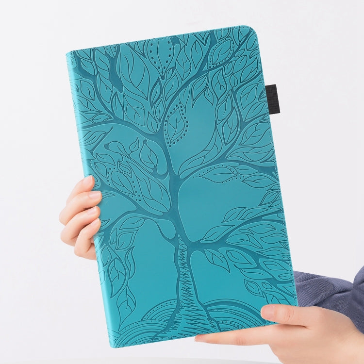 For Honor Pad X8a Tree Life Series Embossed Leather Tablet Case(Lake Blue)