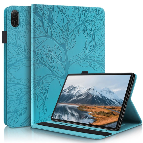 For Honor Pad X8a Tree Life Series Embossed Leather Tablet Case(Lake Blue)