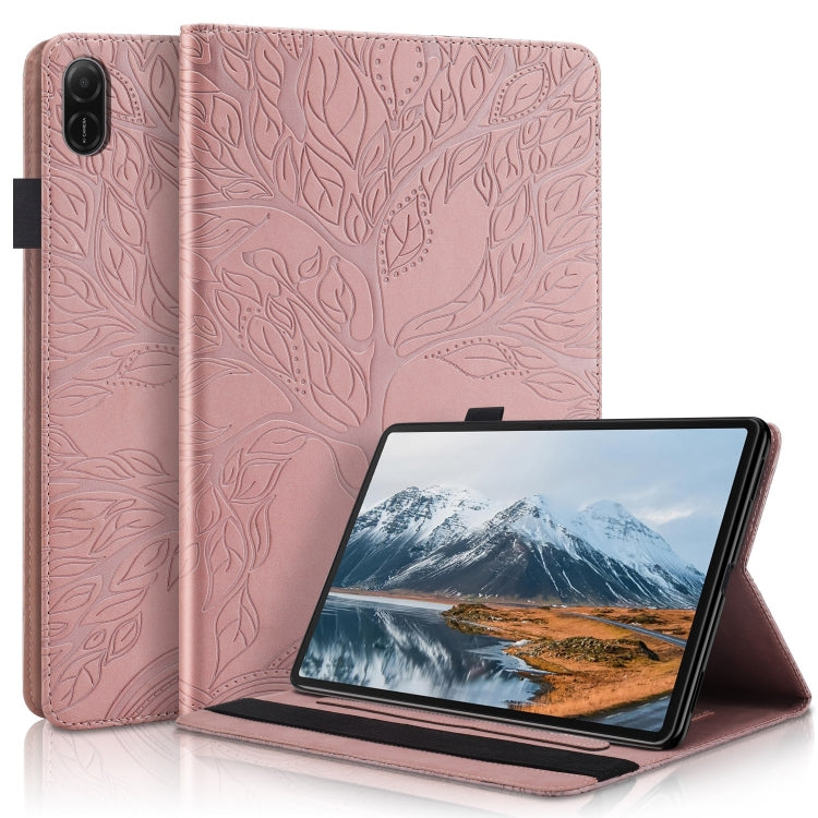 For Honor Pad X8a Tree Life Series Embossed Leather Tablet Case(Rose Gold)