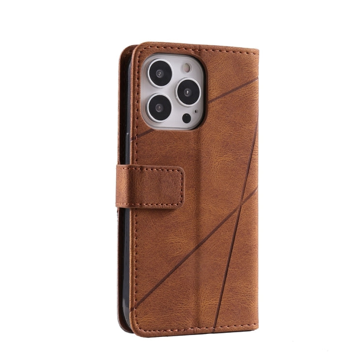 For iPhone 16 Pro Skin Feel Splicing Leather Phone Case(Brown)