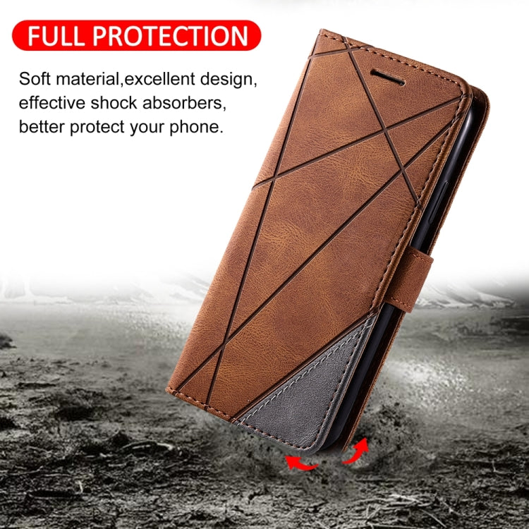 For iPhone 16 Pro Skin Feel Splicing Leather Phone Case(Brown)