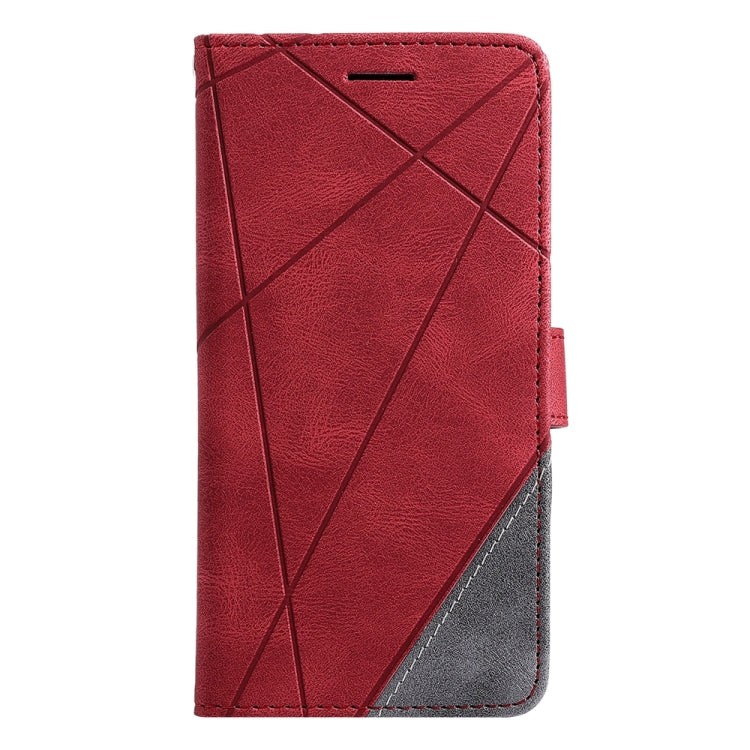 For iPhone 16 Plus Skin Feel Splicing Leather Phone Case(Red)