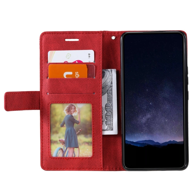 For iPhone 16 Plus Skin Feel Splicing Leather Phone Case(Red)