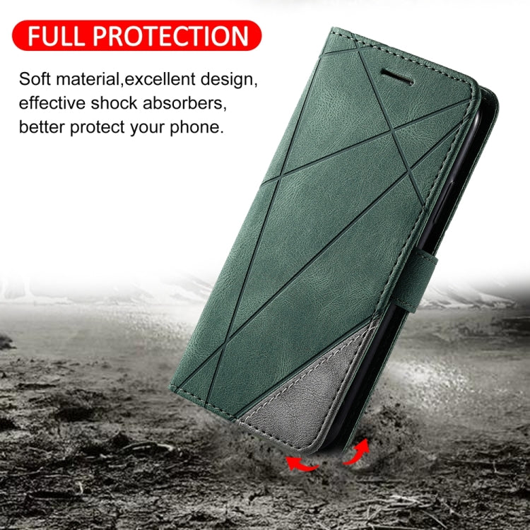 For iPhone 16 Skin Feel Splicing Leather Phone Case(Green)